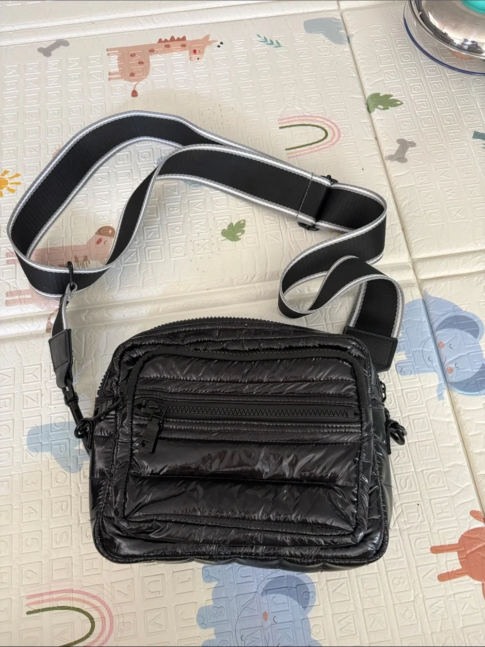 Think Royln Black Quilted Crossbody Bag